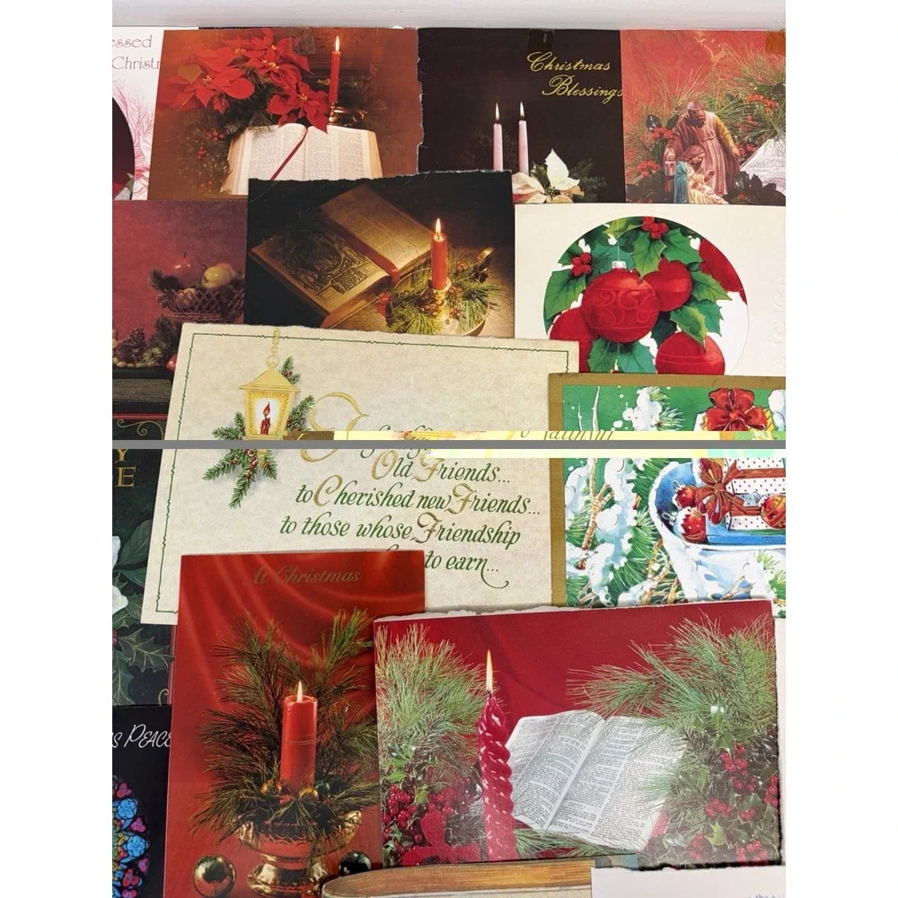 Vintage Christmas Cards Fronts ONLY Traditional Scrapbooking Decoupage Lot 50+